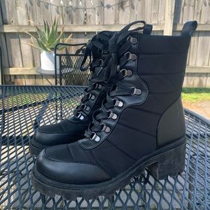 Women’s Black Combat heeled boots- size 8
